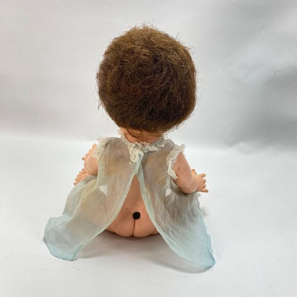 Vintage Creepy Scary Baby Doll Fuzzy Hair Open Close Eyes Rubber Body Move Limbs - Picture 7 of 16